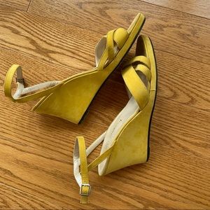 Charles Jourdan yellow suede sandals.